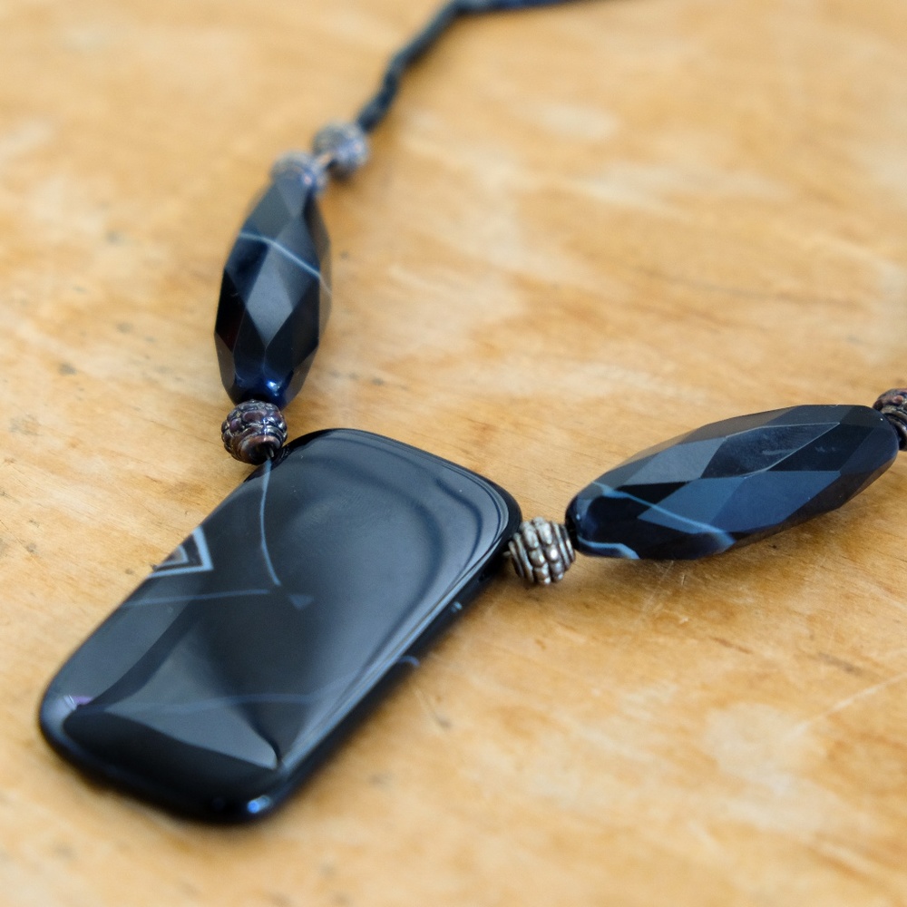 Black Agate Stone Necklace